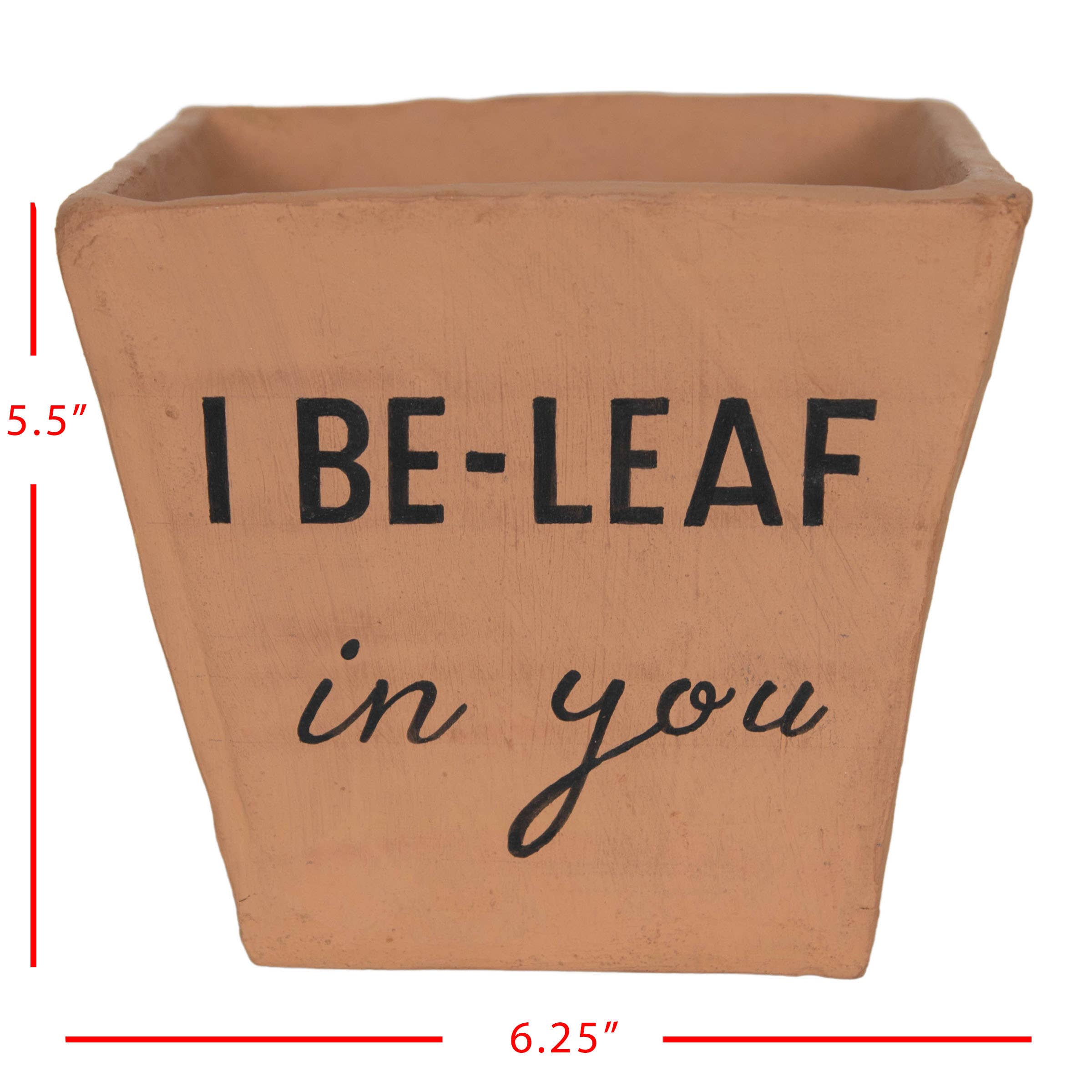 Foreside Home & Garden - I Be-Leaf in You Terracotta Planter